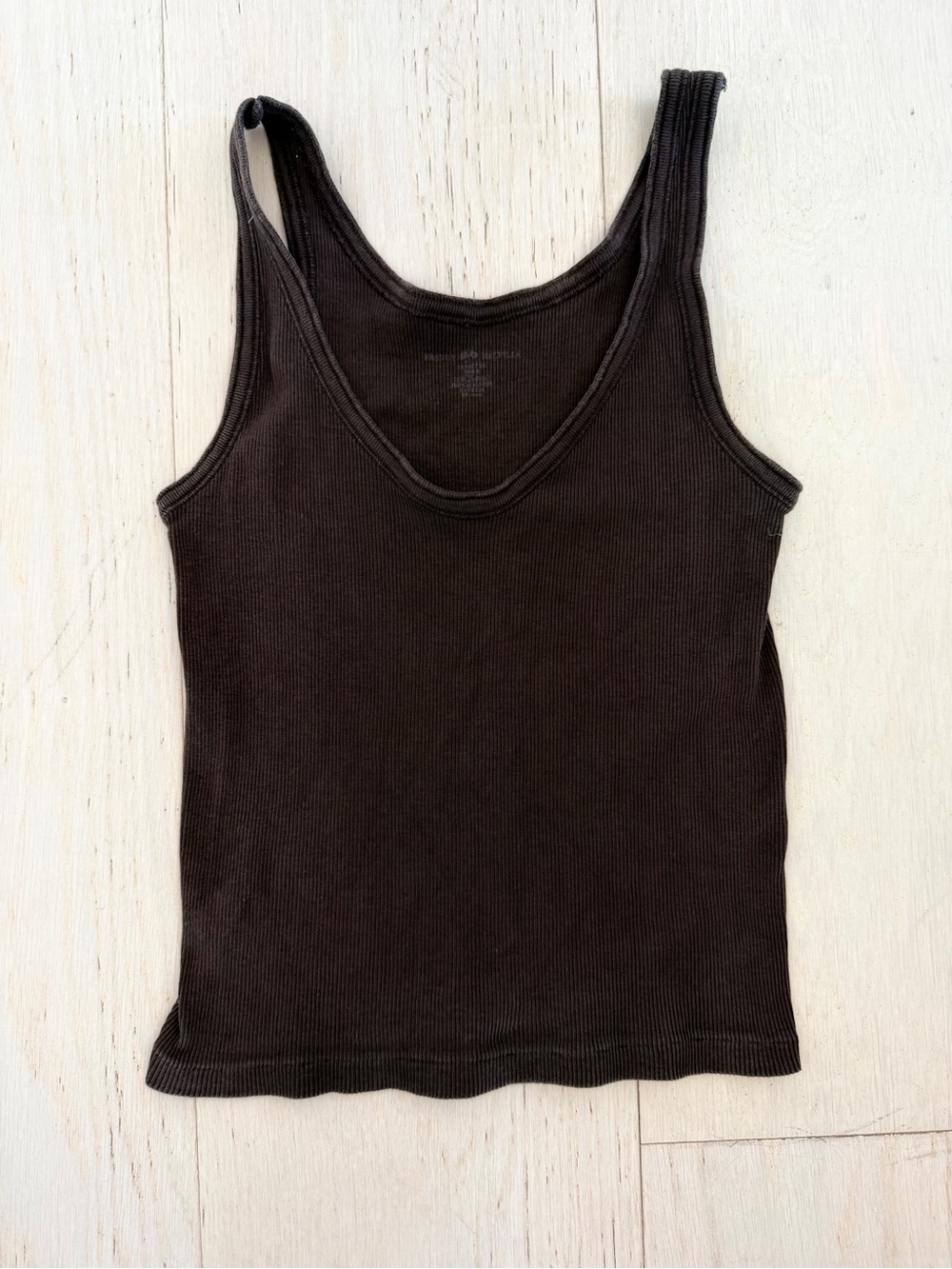 Brandy Melville Black Ribbed Scoop Neck Tank